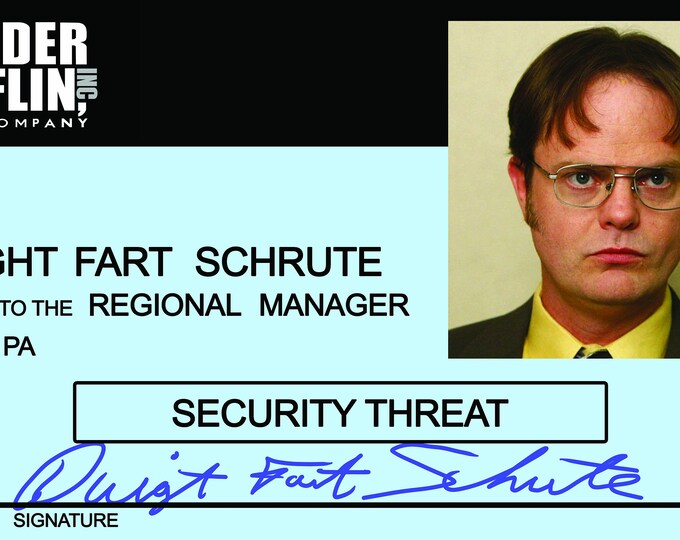 Dwight Schrute Security Threat ID Badge the Office - Etsy