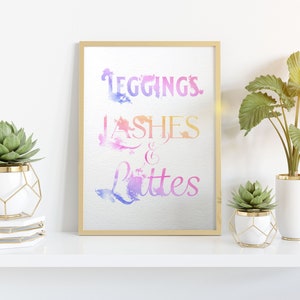 Leggings Ögonfransar Latte Akvarell Inspirerande Tryck