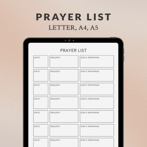 Prayer List Notes - Digital & Printable  - Letter, A4, A5 - Goodnotes, Notability, Procreate