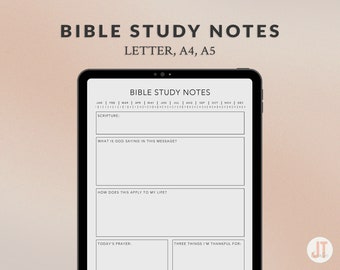 Bible Study Notes - Digital & Printable  - Letter, A4, A5 - Goodnotes, Notability, Procreate