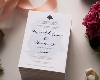Calligraphy and Watercolour Wedding Invitations - Wedding Stationery