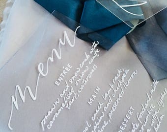 PLACECARDS - Gold Caligraphy/Hand Lettering on Transparent Acrylic Acetate