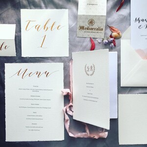 DIGITAL und gedruckt Hochzeit Veranstaltung Briefpapier Set / / Aquarell Kalligraphie Suite / / Blush-Creme und Rose Gold (Kaution 2)