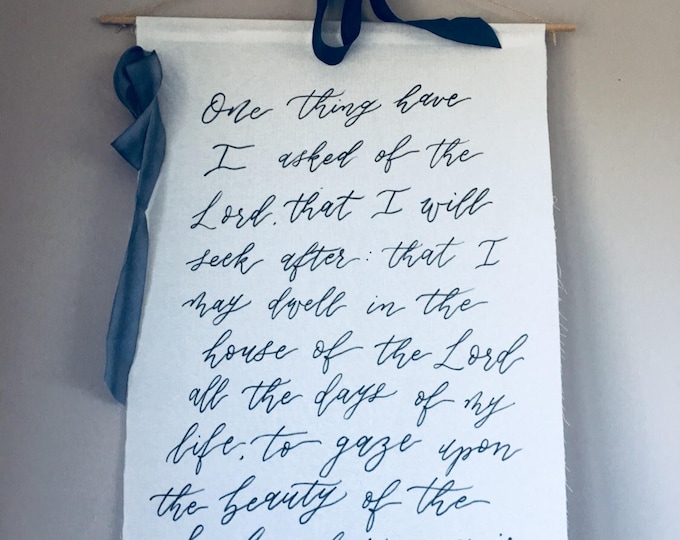 Featured listing image: Calligraphy Fabric Banner | Wedding Backdrop | Photo Wall | Wall Art | Large Sign | Seating Arrangement | Vows and Quotes