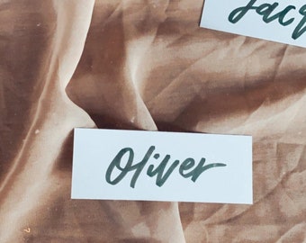 Place cards | White Card with Brush Pen Calligraphy Lettered Names