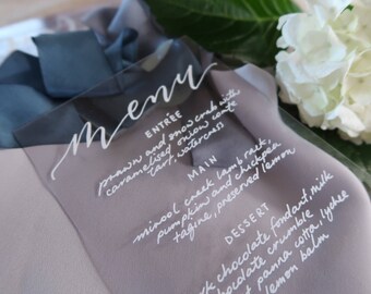 Menu Sign | Clear Acrylic Perspex with White Lettering