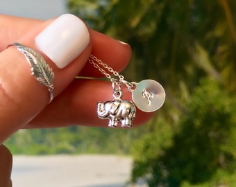 Elephant Necklace - Sterling Silver Elephant Necklace - Personalised Necklace -  Lucky Elephant Necklace - Dainty Elephant Necklace