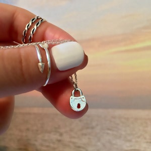 Silver Lock Necklace - Sterling Silver Lock Necklace - Tiny Lock Pendant Necklace - Dainty Lock Necklace