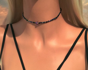 Amethyst Choker - Purple Choker Necklace - Boho Choker Necklace - Bohemian Necklace - Amethyst Necklace