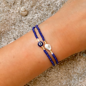 Evil Eye Bracelet, Beaded Evil Eye Bracelet, Dainty Evil Eye Bracelet, Amulet Protection Bracelet, Stacking Bracelets, Friendship Bracelets