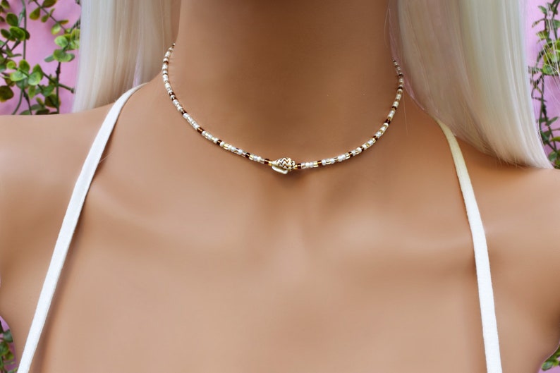 Shell Choker Necklace, Beach Choker, White Choker Necklace, Choker Collar, Boho Choker, Bohemian Necklace, Mermaid Choker, Bridal Choker image 5