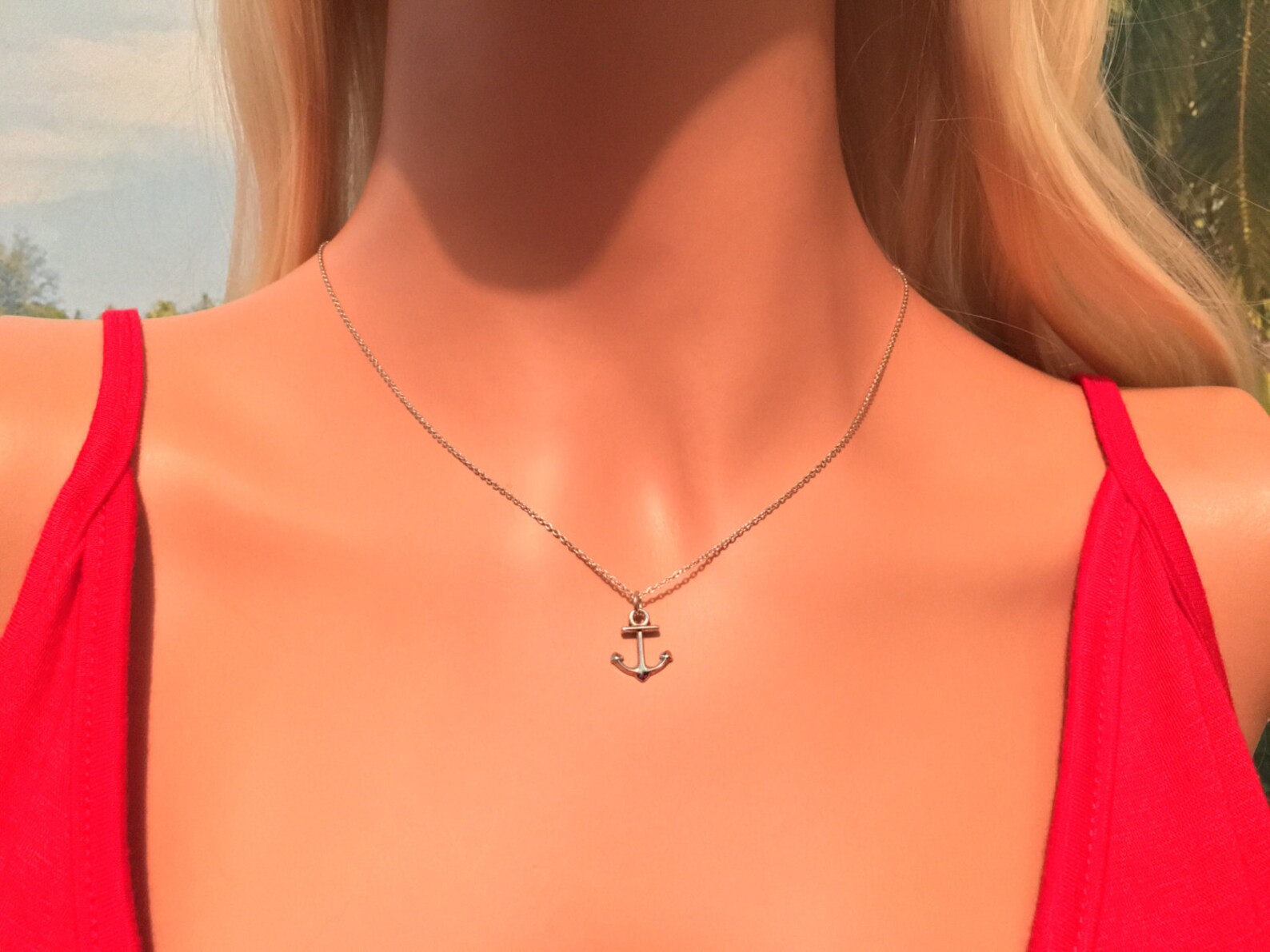 Anchor Necklace Sterling Silver Anchor Necklace Nautical Etsy