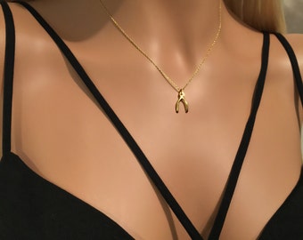 Gold Wishbone Necklace - Wishbone Necklace - Gold Vermeil Wishbone Necklace