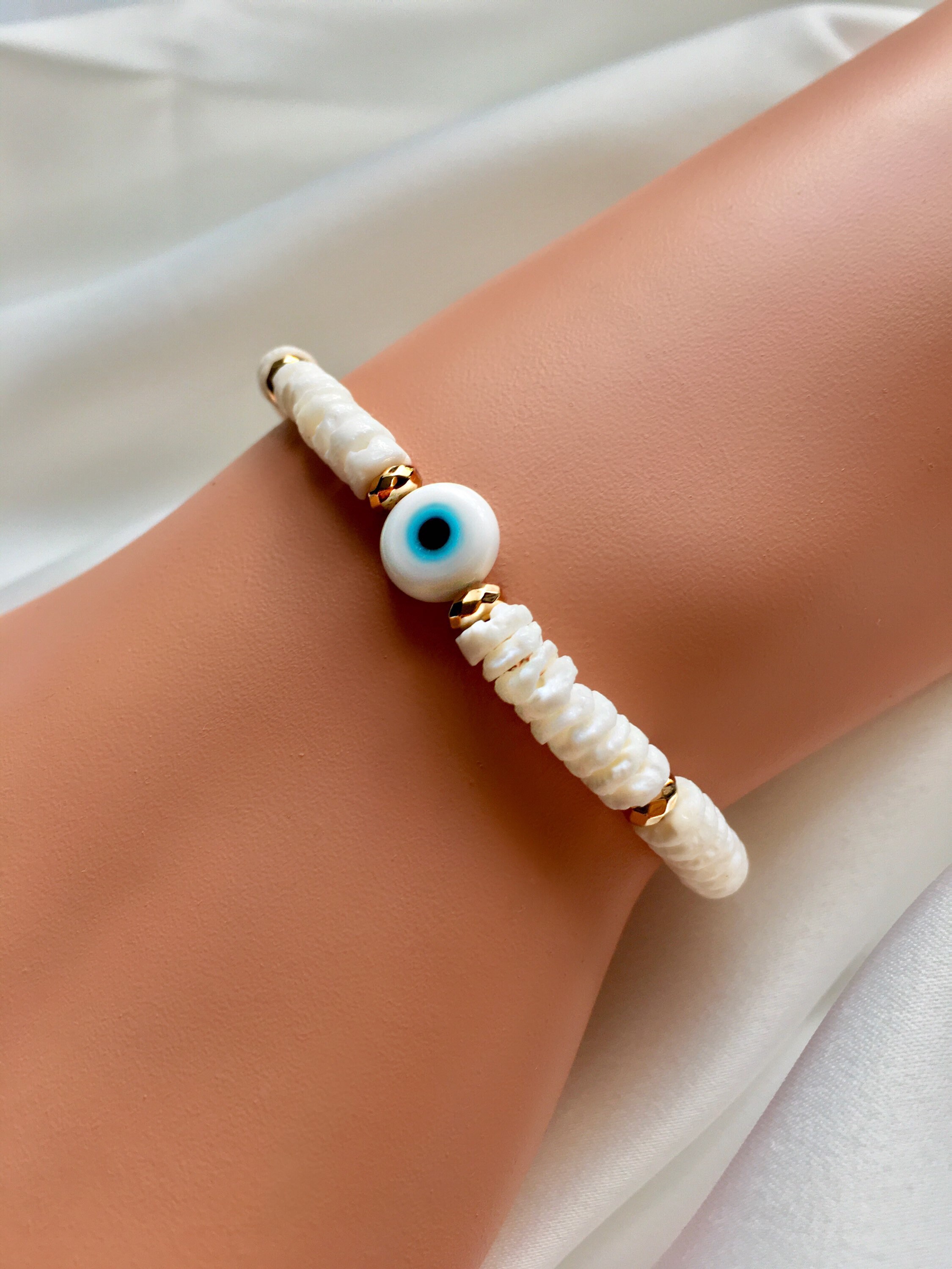 White Evil Eye Bracelet White String Bracelet – Elevated Metaphysical