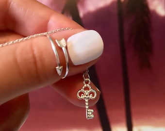 Key Necklace - Sterling Silver Key Necklace - Dainty Key Necklace - Key Charm Necklace - Love Key Necklace - Layering Necklace