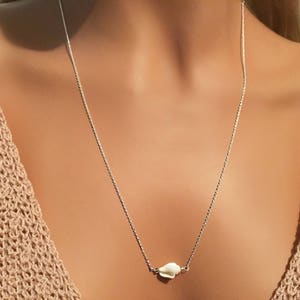 Long Necklace, Long Shell Necklace, Beach Necklace, Bar Necklace, White Necklace, Sterling Silver Necklace, Boho Necklace, Shell Necklace image 1