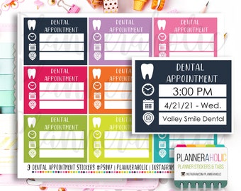 Dental Appointment Stickers | Reminder Stickers | Planner Stickers | Erin Condren Planner | #PS007