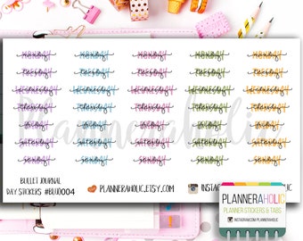 Bullet Journal Day Script Sticker, Monthly Planner Stickers, Bullet Journal Stickers, Planner Sticker, Bullet Journal / #BUJO004