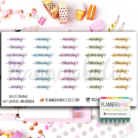 Bullet Journal Day Script Sticker Monthly Planner Stickers Bullet Journal Stickers Planner Sticker Bullet Journal Bujo004 Bullet Journal Day Script Sticker Monthly Planner Stickers Bullet Journal Stickers Planner Sticker Bullet Journal Bujo004