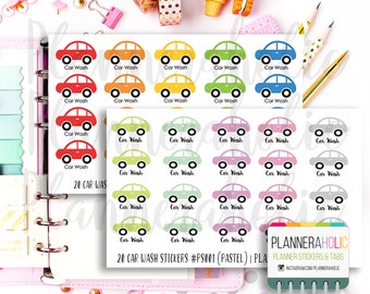 20 Car Wash Planner Stickers, Erin Condren LIfe Planner | #PS004