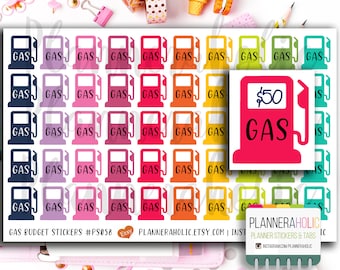 Pegatinas de presupuesto de gas, pegatinas del planificador, pegatinas de seguimiento de combustible, Erin Condren Life Planner (ECLP), Happy Planner / #PS058