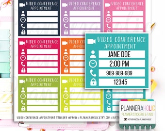 Video Conference Appointment Stickers | Reminder Stickers | Planner Stickers | Erin Condren Planner | #PS066