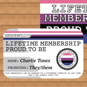 Tarjeta de colección "Orgulloso de ser" de membresía vitalicia de género fluido - Tarjeta del orgullo gay - Tarjeta de identidad LGBT - regalo perfecto para la comunidad arcoíris