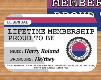 BISEXUAL Lifetime Membership Proud To Be Collection Card - Gay Pride Card - LGBT Identity Card -  perfect rainbow community gift