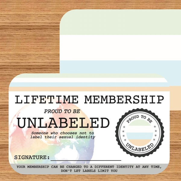 UNLABELED Lifetime Membership Card - Gay Pride Card - LGBT Identity Card -  perfect rainbow community gift