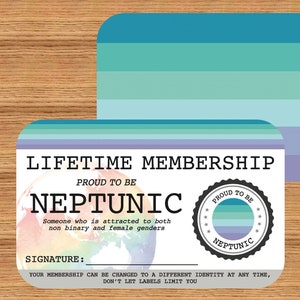 Carte de membre à vie NEPTUNIC - Carte de la fierté gaie - Carte d'identité LGBT - Cadeau idéal pour la communauté arc-en-ciel