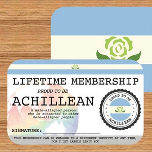 Carte de membre à vie ACHILLEAN - Carte de la fierté gaie - Carte d'identité LGBT - Cadeau idéal pour la communauté arc-en-ciel