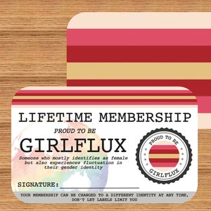 Carte de membre à vie GIRLFLUX - Carte de la fierté gaie - Carte d'identité LGBT - Cadeau idéal pour la communauté arc-en-ciel