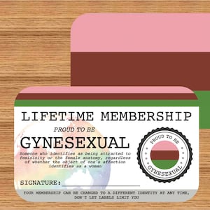 GYNESEXUAL Gay Pride Karte - LGBT Personalausweis - das perfekte Regenbogen Community Geschenk