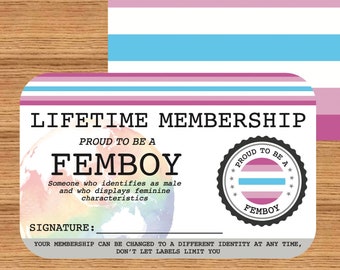 Cartão de Membro Vitalício FEMBOY - Cartão do Orgulho Gay - Cartão de Identidade LGBT - presente perfeito para a comunidade arco-íris