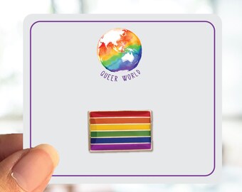 Rainbow Pride Flag Small Enamel Pin, LGBTQ Lapel Badge