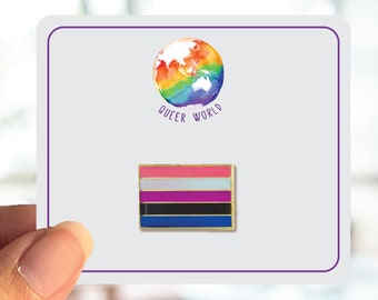 LGBT FLAGS rectangle enamel pin small - brooch - label pin - LGBT gift - Pride - Gender Fluid