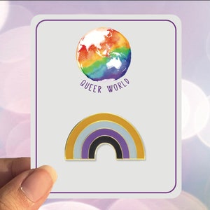 NON BINARY rainbow shaped enamel pin - brooch - label pin - LGBT gift - Pride