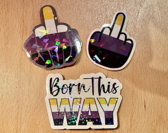 NON BINARY - Holographic LGBTQ Stickers - Water Resistant Pride stickers