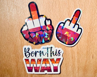 Lesbian Holographic Pride Sticker, Water Resistant LGBTQ Vinyl Decal