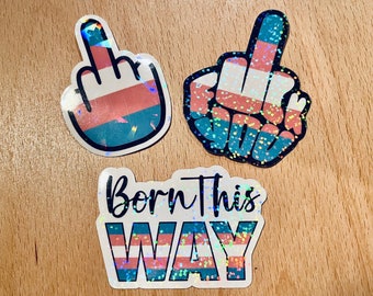 TRANSGENDER - Holographic LGBTQ Stickers - Water Resistant Pride stickers
