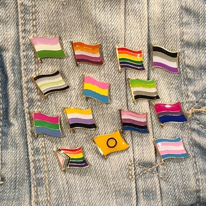 FLYING LGBT FLAGS rectangle enamel pin small - brooch - label pin - gift - Pride