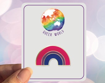 Bisexual Rainbow Pride Enamel Pin, LGBTQ Lapel Badge