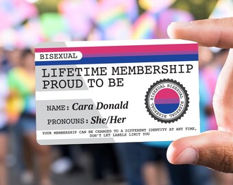 BISEXUAL Lifetime Membership Proud To Be Collection Card - Gay Pride Card - LGBT Identity Card -  perfect rainbow community gift