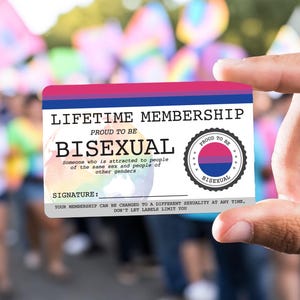 BISEXUAL Gay Pride identity card - Lifetime Membership Card -  LGBT Identity Card -  unique gift for the  rainbow community