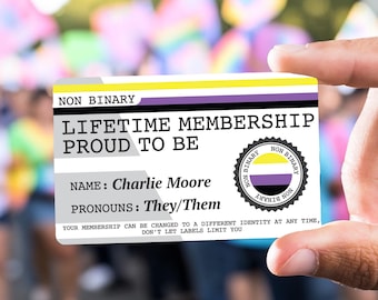 NON BINARY Lifetime Membership Proud To Be Collection Card - Gay Pride Card - LGBT Identity Card -  perfect rainbow community gift