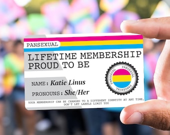 PANSEXUAL Lifetime Membership Proud To Be Collection Card - Gay Pride Card - LGBT Identity Card -  perfect rainbow community gift