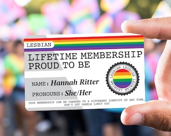 LESBIAN RAINBOW Lifetime Membership Proud To Be Collection Card - Gay Pride Card - LGBT Identity Card -  perfect rainbow community gift