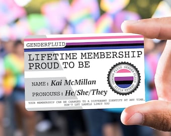 GENDER FLUID Lifetime Membership Proud To Be Collection Card - Gay Pride Card - LGBT Identity Card -  perfect rainbow community gift