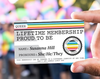 QUEER New Flag Lifetime Membership Proud To Be Collection Card - Gay Pride Card - LGBT Identity Card -  perfect rainbow community gift