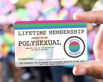 POLYSEXUAL Lifetime Membership Card - Gay Pride Card - LGBT Identity Card -  perfect rainbow community gift